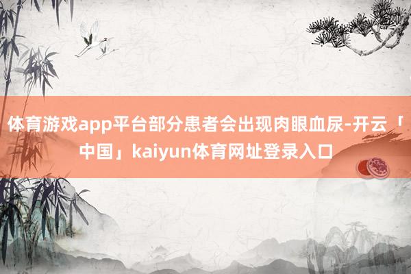 体育游戏app平台部分患者会出现肉眼血尿-开云「中国」kai
