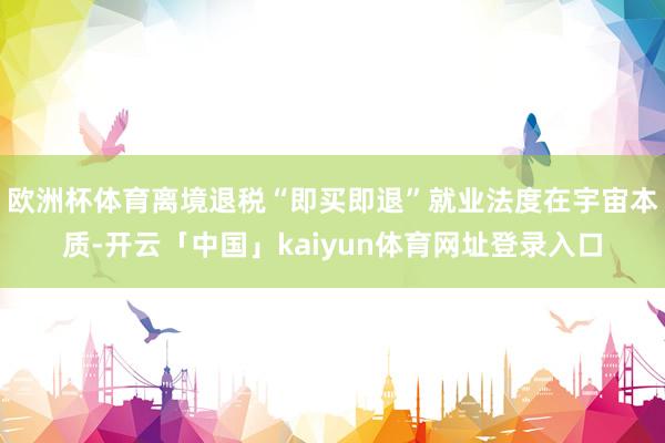 欧洲杯体育离境退税“即买即退”就业法度在宇宙本质-开云「中国